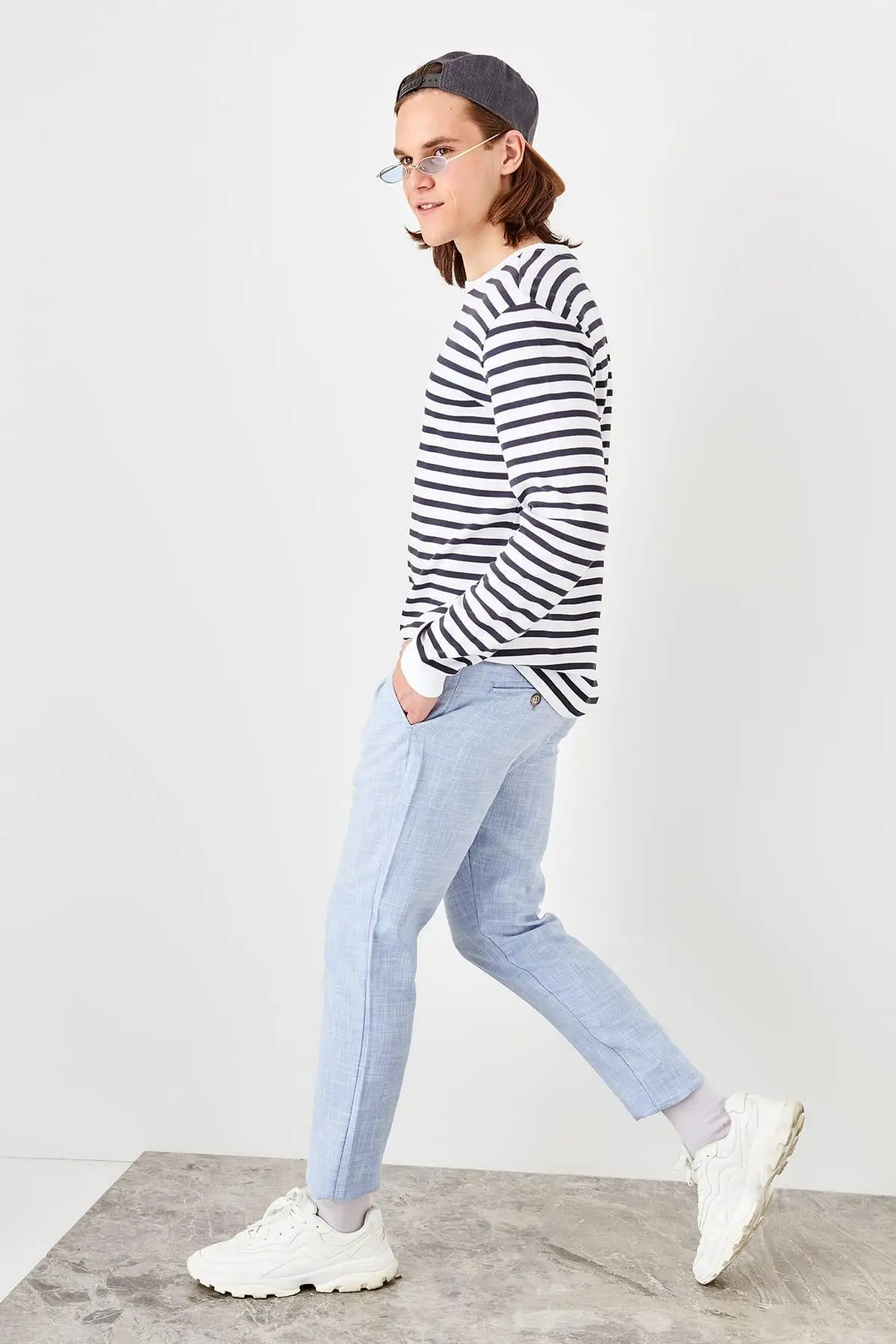 Trendyol новые синие мужские льняные брюки TMNSS19RS0044 | Женская одежда
