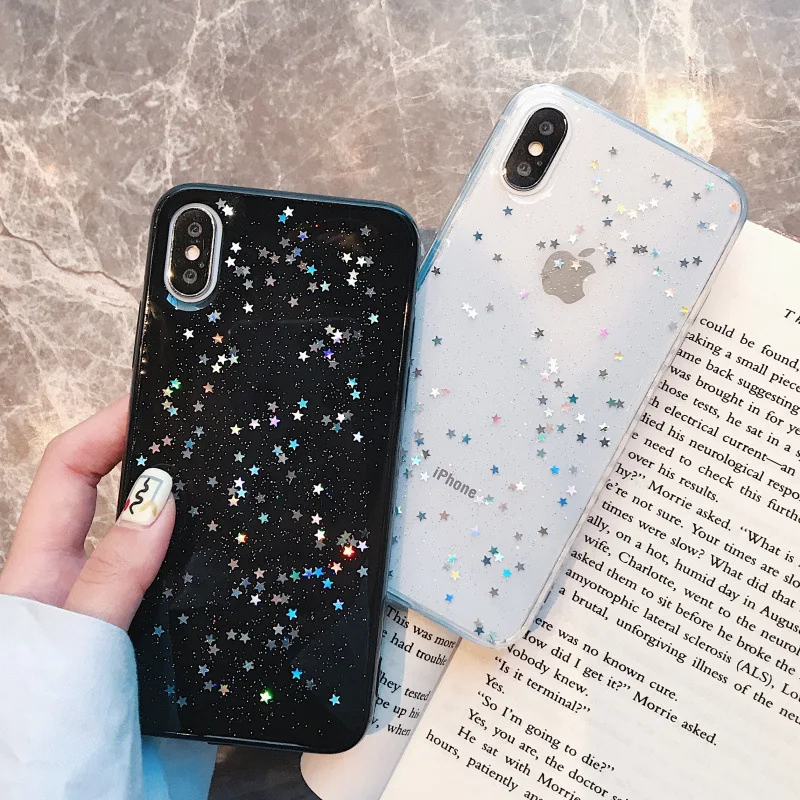 Роскошный блестящий чехол со звездой для iPhone X 8 7 6 6S Plus XS Max XR задняя крышка с