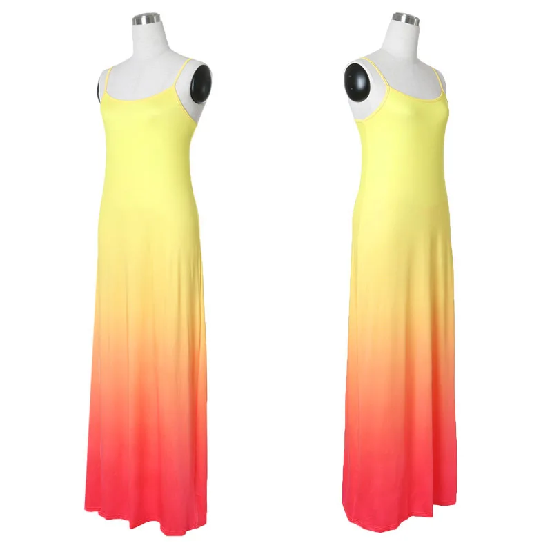 

Summer Modal Beach Party Gradient Maxi Dress Bohemian Patchwork Loose Evening Vestidos Female Robe Woman Dresses Strand Jurkjes