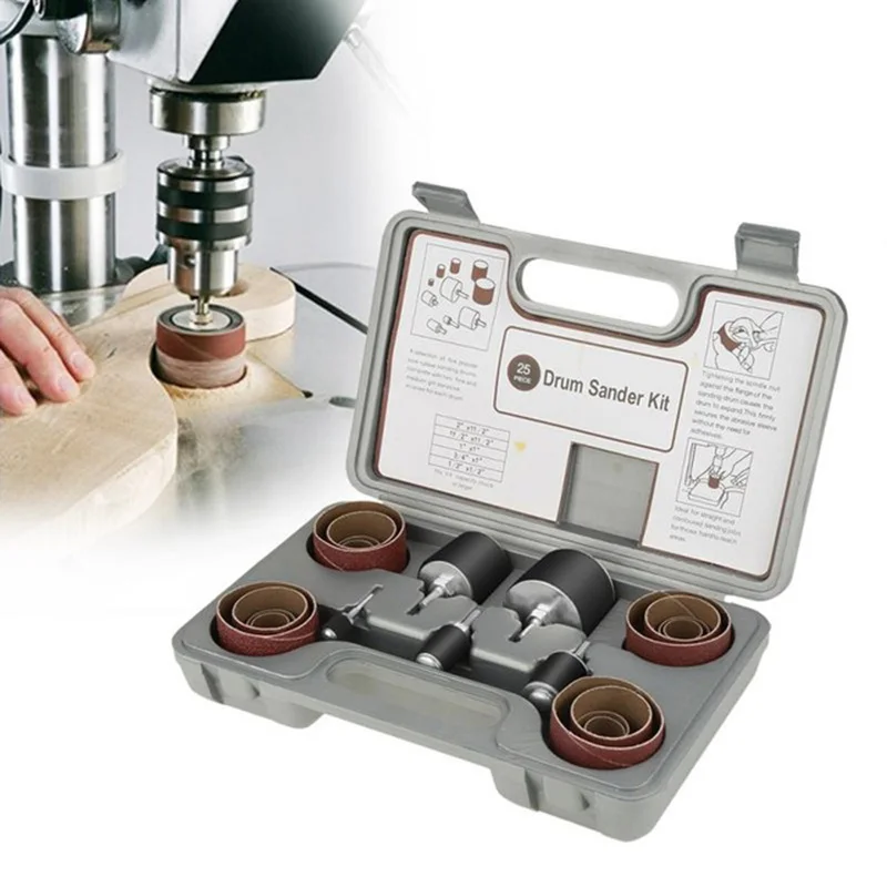 25PCS Kit Sanding Grinding Drum Set w/ Sleeves Replacement Abrasive Accessories | Инструменты