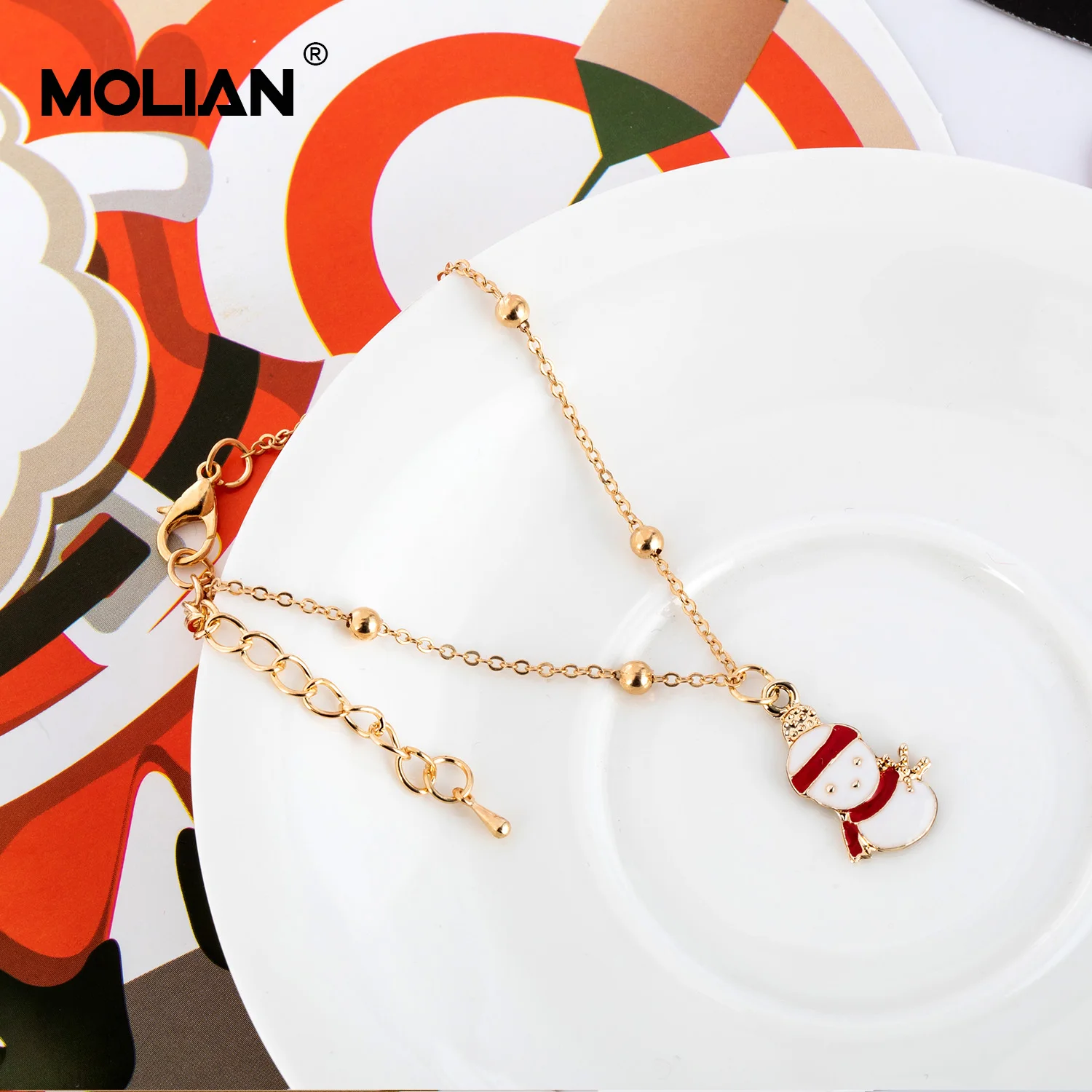 MOLIAN Рождественский браслет Рождественская елка Санта Клаус золотой колокол