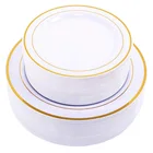 Золото одноразовых тарелок-Десертзакуска пластин с золотым ободком Настоящий Китай вид для свадеб, вечеринок, питание, дни рождения