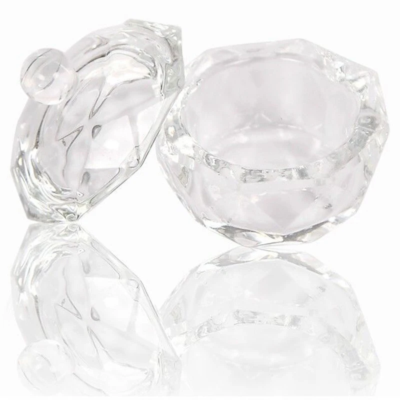 2Pc Glass Dappen Dish Lid Bowl Cup Holder Manicure Equipment Nail Tool For Art Acrylic Powder Liquid | Дом и сад