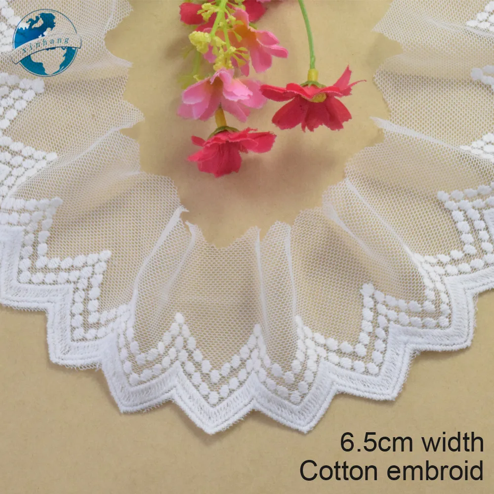 Хлопковое кружевное гипюровые ленты с вышивкой ширина 7 см отделка или основа