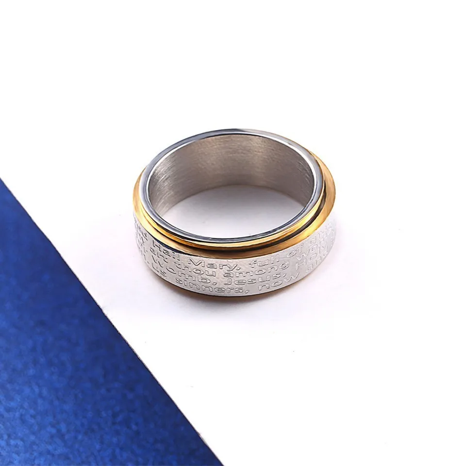 Женское Молитвенное религиозное кольцо Anillos серебряное золотое из нержавеющей