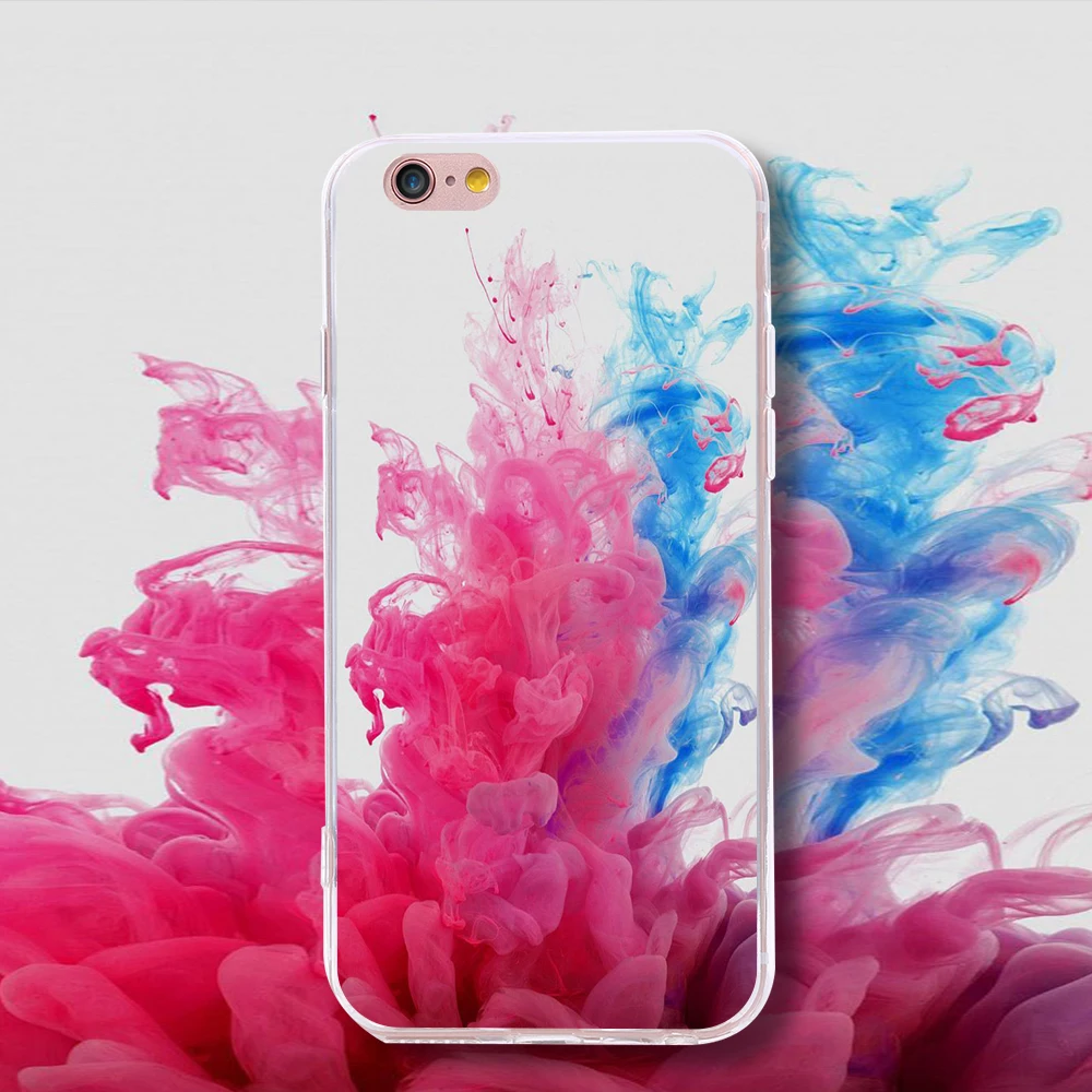 Мягкий ТПУ чехол KISSCASE для iPhone X 8 7 6 6S Plus цветной с рисунком брызг чернил 4 4S 5 5C 5S SE