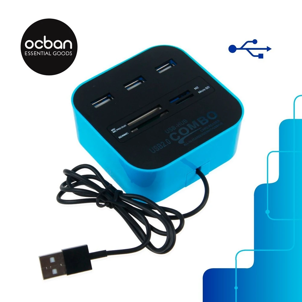 Комбо многофункциональный USB2.0 кард-ридер с концентратором сплиттер SD