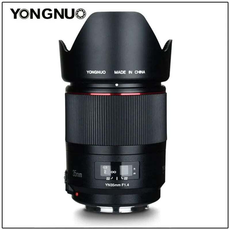 Стандартный широкоугольный объектив YONGNUO YN 35 мм F1.4 для Canon с яркой диафрагмой Prime