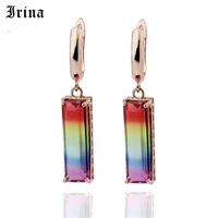 unusual earrings jewelry colourful crystal dangle earrings geometry for women girls bohemia gift dropshipping jewelry wholesale