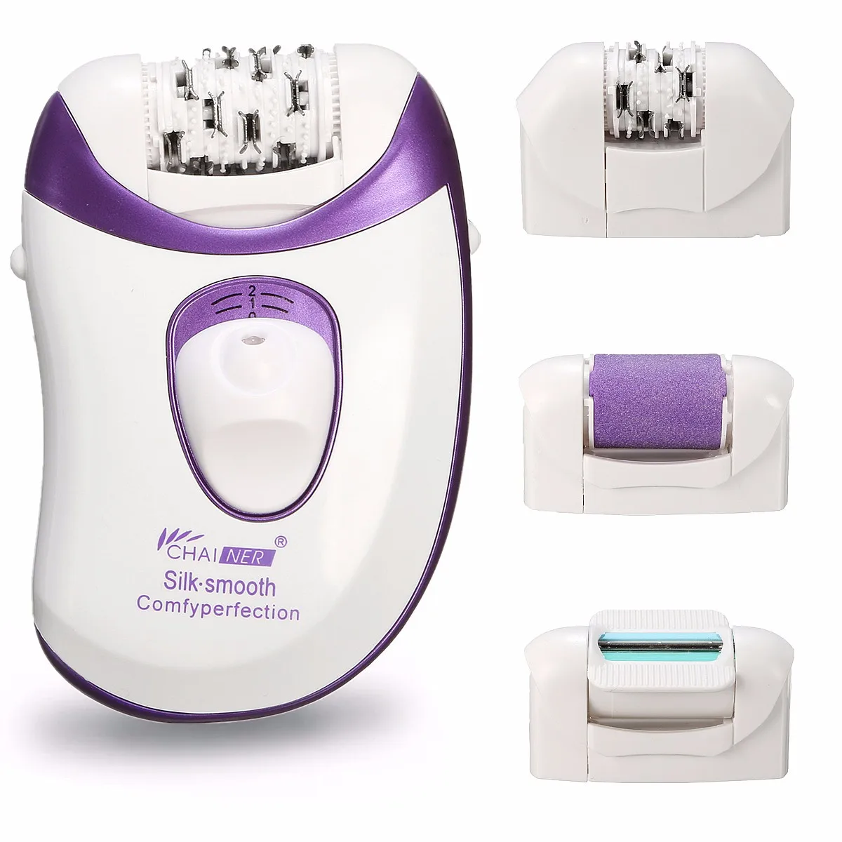 

Rechargeable 4 in 1 Hair Removal Shaver Electric Callus Remover Epilator Tweezer Lady Rechargeable Quick EU Plug Light Pivoting