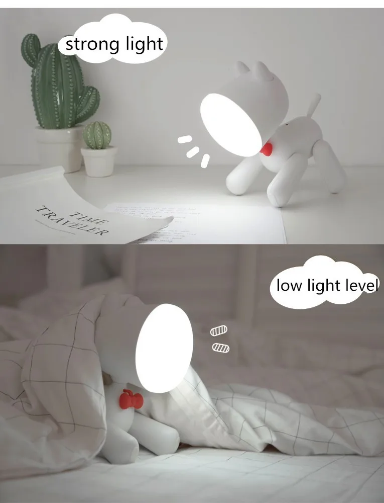 Rotatable Puppy Eyeshield Desk Lamp USB Charging Lovely Table With Two Dimming Novel Baby Sleep Night Light Book Gift | Освещение