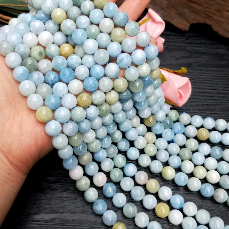 

loose beads blue beryl aquamarine round 6/8/10/12mm AA 15inch for DIY jewelry making FPPJ wholesale beads nature gemstone