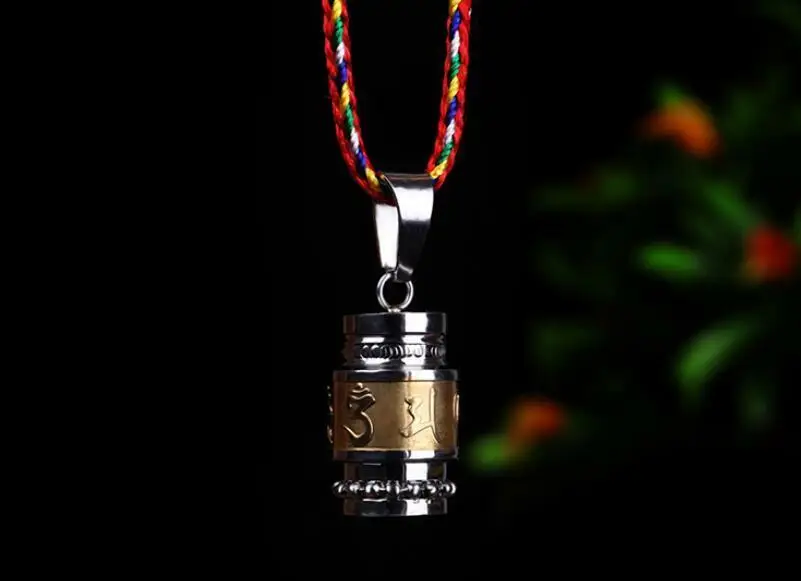 

Tibetan Buddhism Titanium Steel Gawu Box Shurangama Mantra Amulet Golden Colour