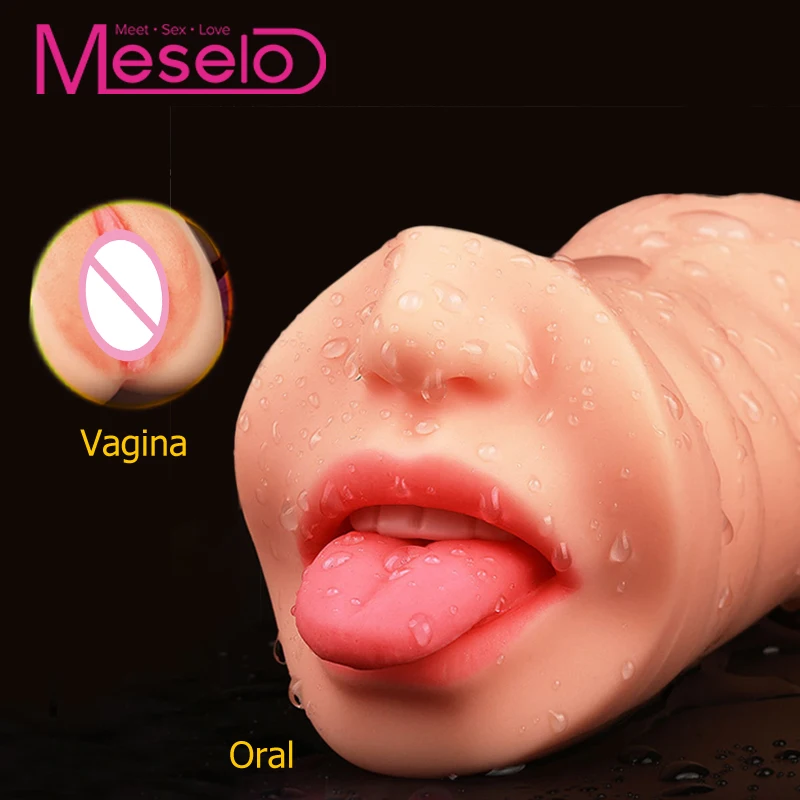 Meselo оральный клитор мастурбатор Глубокая глотка с языком зубы искусственной