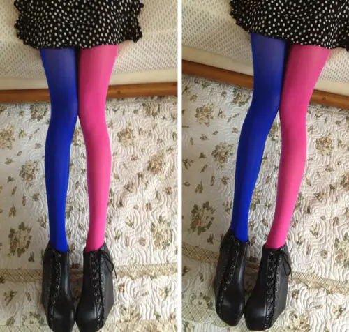 

Fashion Sexy Women Patchwork Footed Tights Stretchy Pantyhose Stockings Elastic Two Color Silk Stockings Skinny Legs Pantyhose