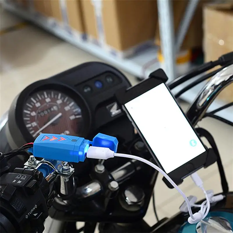 2.1A USB зарядное устройство Автомобильный мотоцикл синий светодиодный адаптер для
