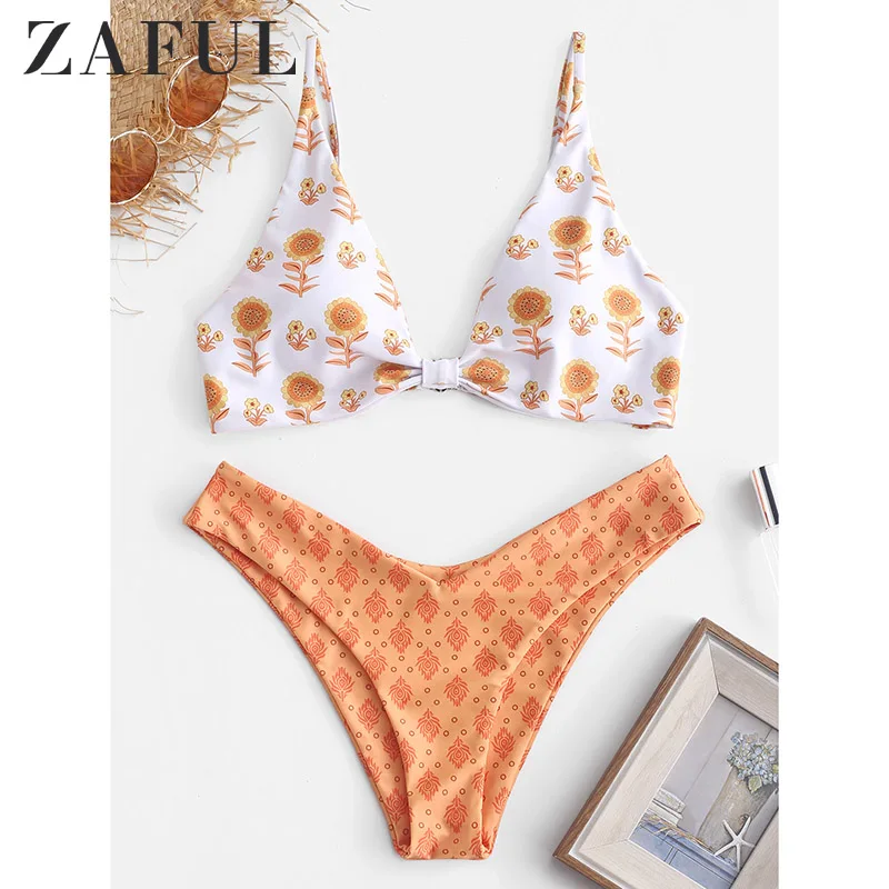 ZAFUL Women Swimsuit Bikinis 2019 Mujer WWomen'S Bikini Cut Flower Two Piece Pushups Swimwear Beachwear |
