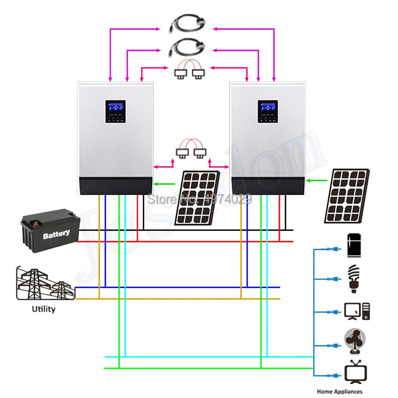Гибридный солнечный инвертор 10 ква/8 кВт 2 шт. 48V50A PWM контроллер с зарядным