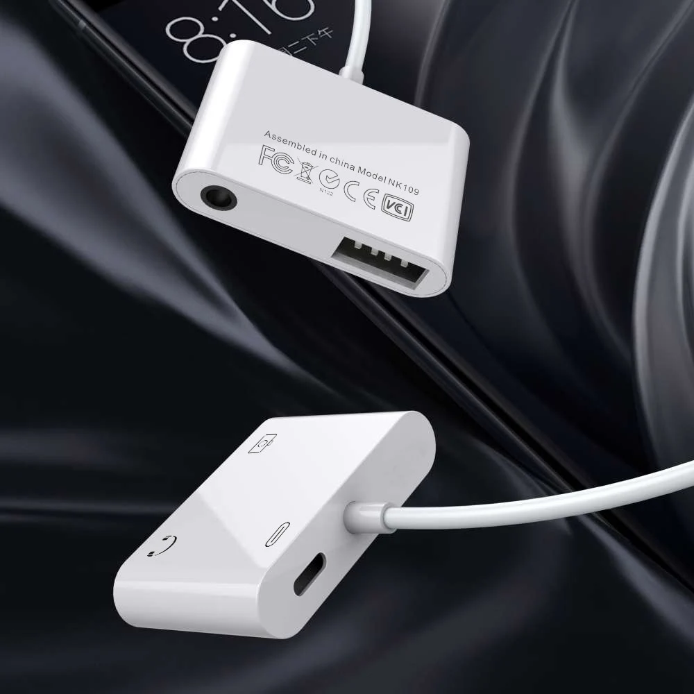 3 в 1 USB камера аудио адаптер для Lightning к Аудио ридер с зарядным портом 5 мм разъем