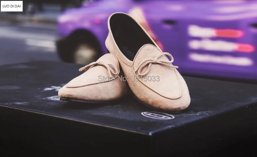 2019 New Men party loafers men wedding shoes bow casual suede leather flats point toe vintage dress low heel | Обувь