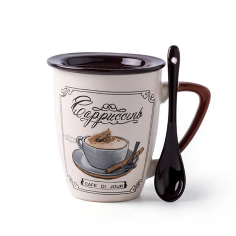 Европейская креативная иллюстрация ручная роспись керамическая кофейная кружка