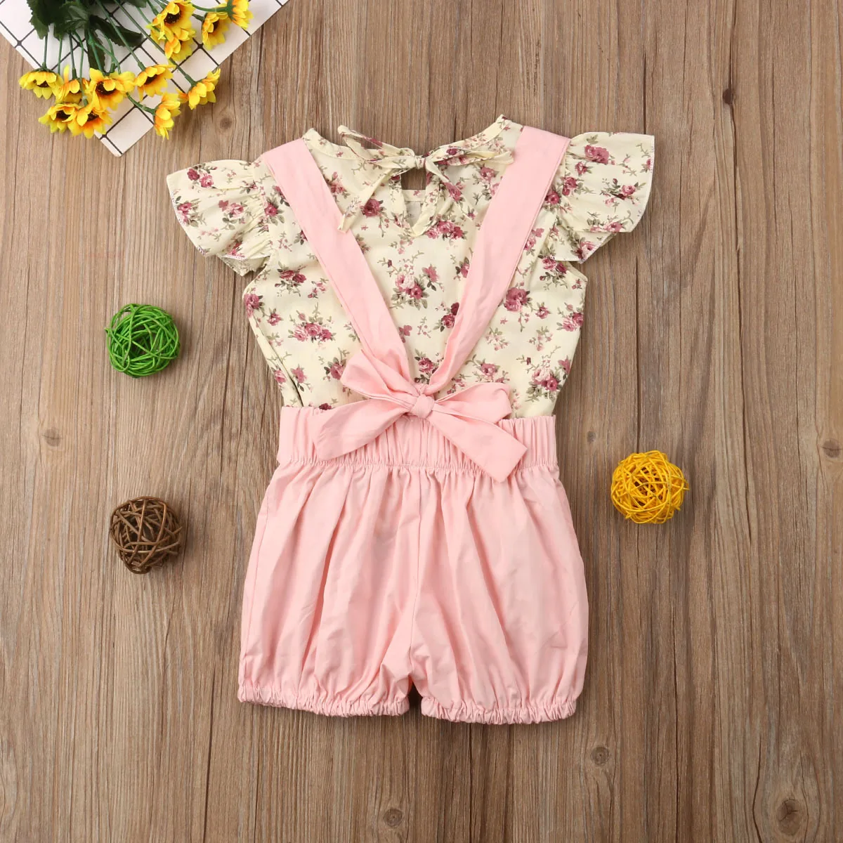 Комплект из 2 предметов футболка с цветочным рисунком для маленьких девочек топ +