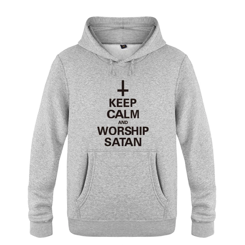 С надписью Keep Calm and культ Сатаны демон в готическом стиле эмо 666 кофты Для мужчин