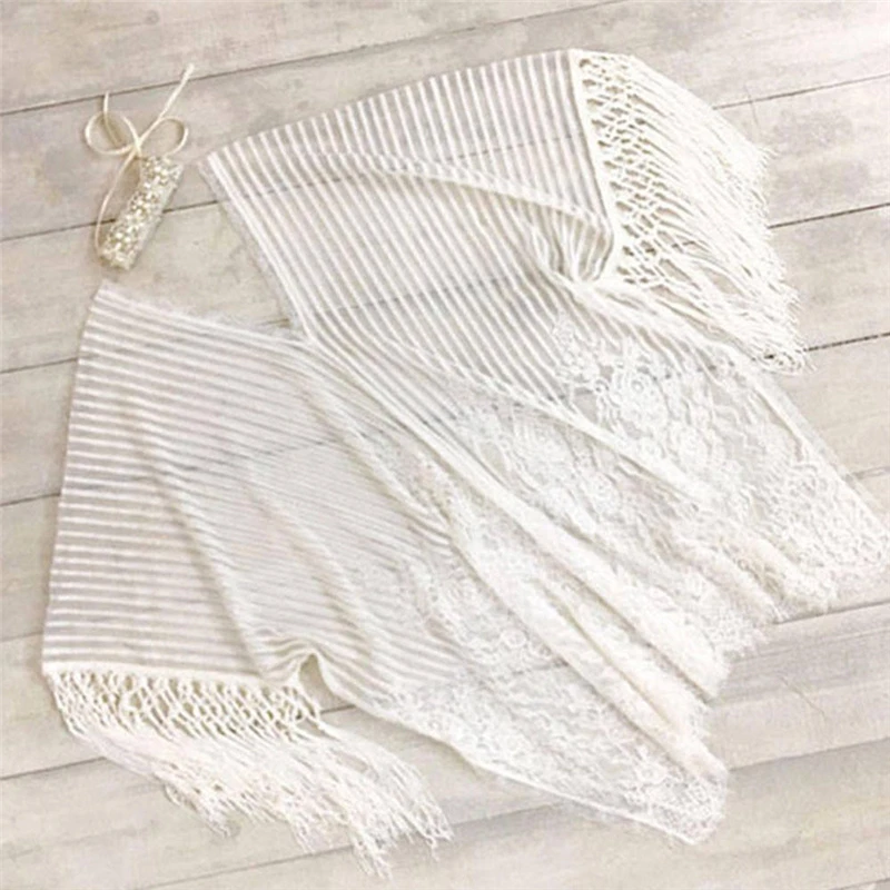 

Women fashion summer crochet bikini beachwear cover up long blouse laides V neck long sleeve beach bathing tops