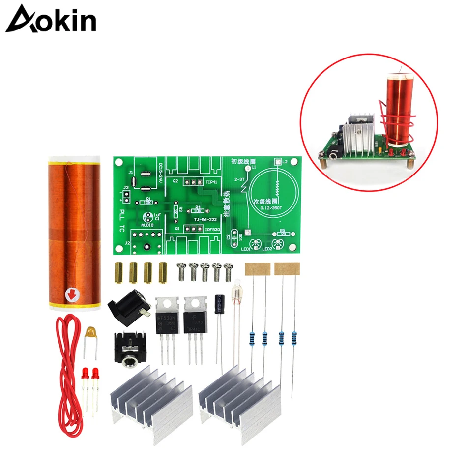 

1 Set Mini Tesla Coil Kit 15W Mini Music Tesla Coil Plasma Speaker Tesla Wireless Transmission DC 15-24V DIY Kits