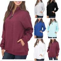 new fashion womens solid color warm long sleeve pocket zipper womens