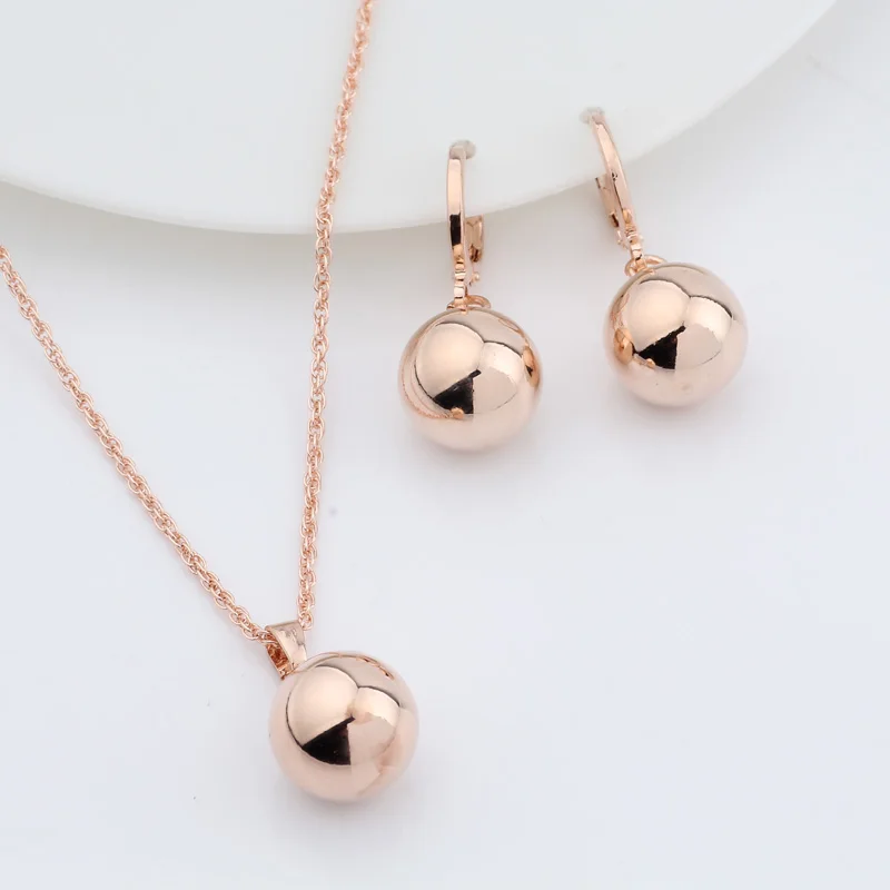 

Irina New Arrivals 585 Rose Gold Color Spherical Ball Geometric Dangle Earrings Set Women Wedding Party Exquisite Jewelry Set