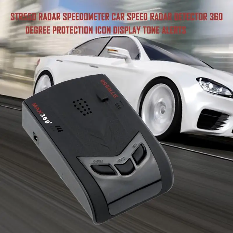 STR550 Радарный измеритель скорости автомобиля Детектор 360 градусов Защита значок