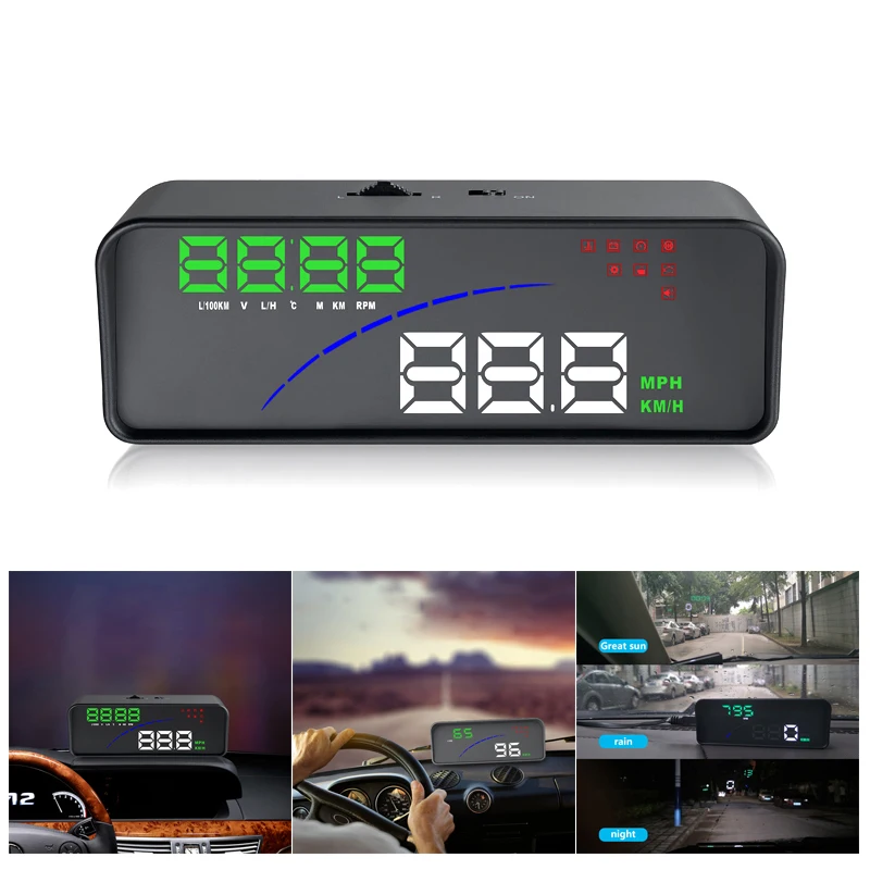 Автомобильный 5 дюймов HUD Дисплей OBD2 дисплей KMH/MPH предупреждение о превышении
