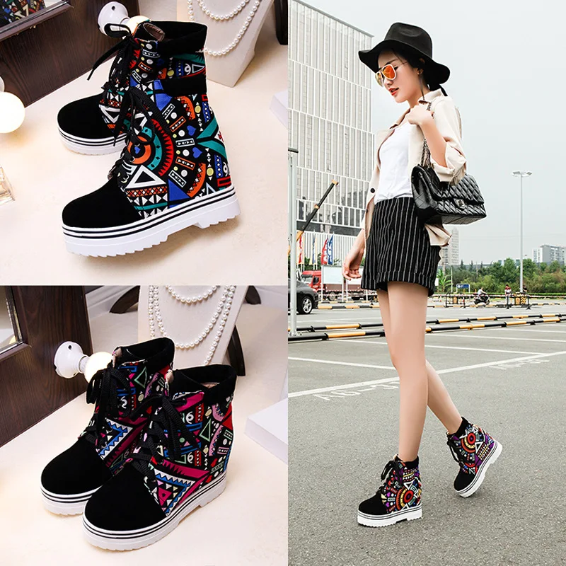 Женская обувь Необычные ботинки на невидимом каблуке с хроматическим