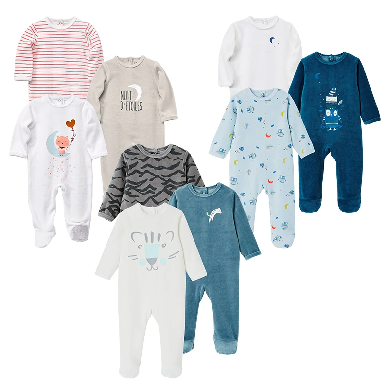 Франция осенне весенняя одежда для детей Одежда маленьких мальчиков и девочек Луна с мультяшными рисунками