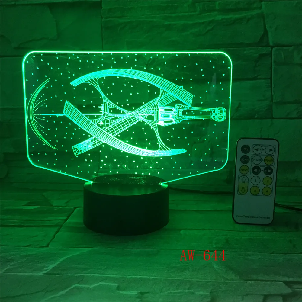 7 красочных изменяемых настроений Светодиодная лампа 3D LED космический корабль