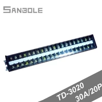 td 3020 30a600v 20 positions terminal block dual row connection plate screw barrier strip din rail terminals 20p