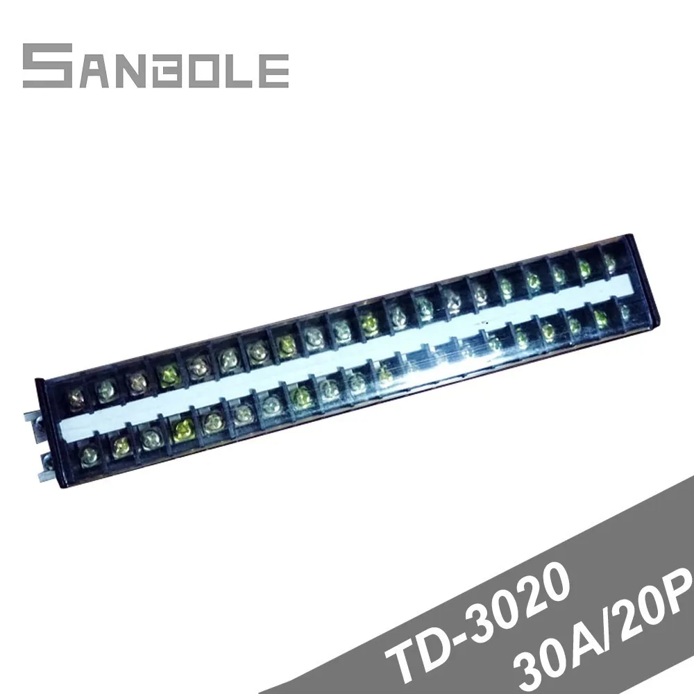 TD 3020 30A/600В 20 позиций Клеммная колодка двухрядная Соединительная пластина с