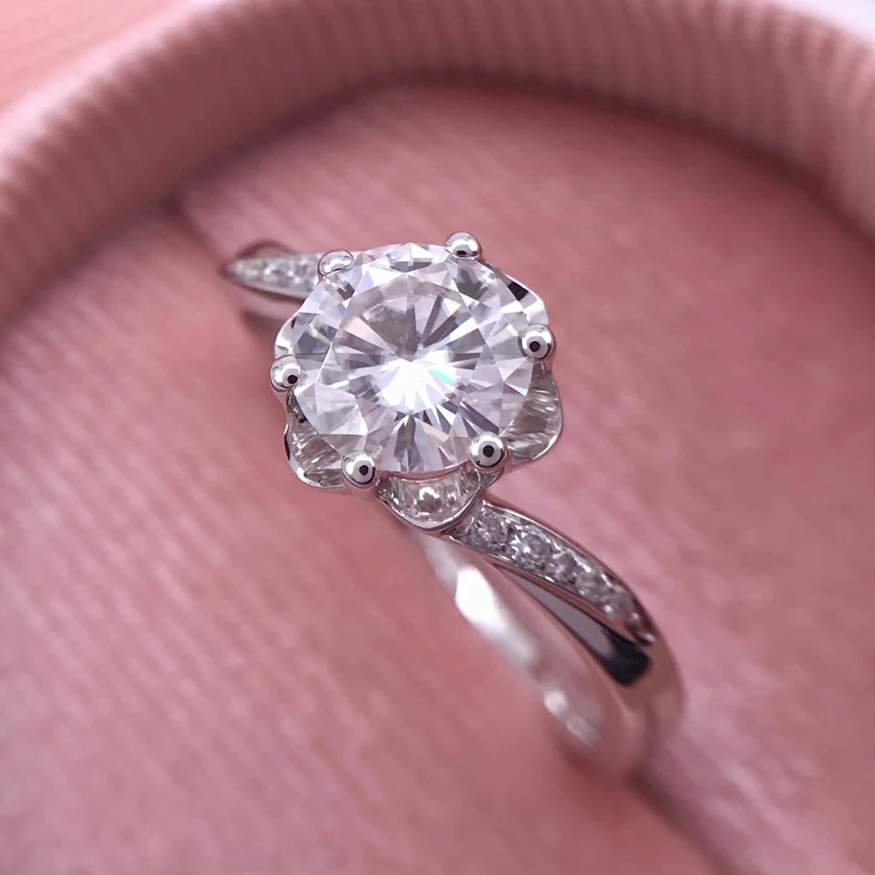 Обручальные кольца 0 8ct Charles Colvard Moissanite бесцветные с мусанитом из чистого 18