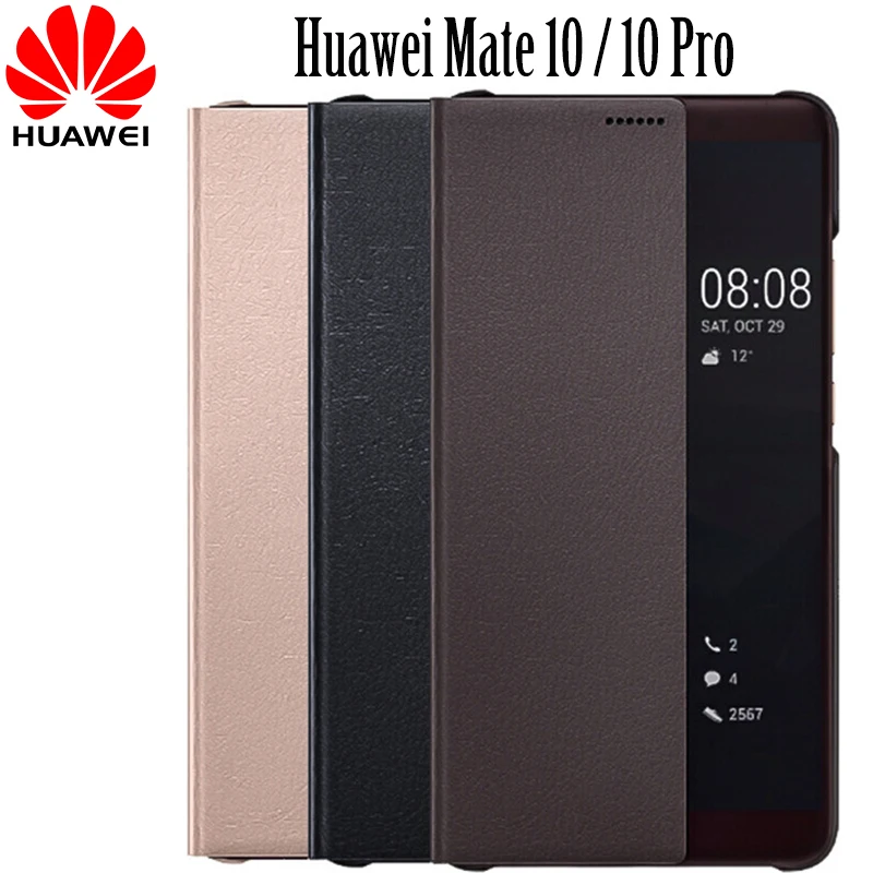 Официальный HUAWEI mate 10 Pro Флип кожаный чехол 100% оригинал умный вид сенсорный