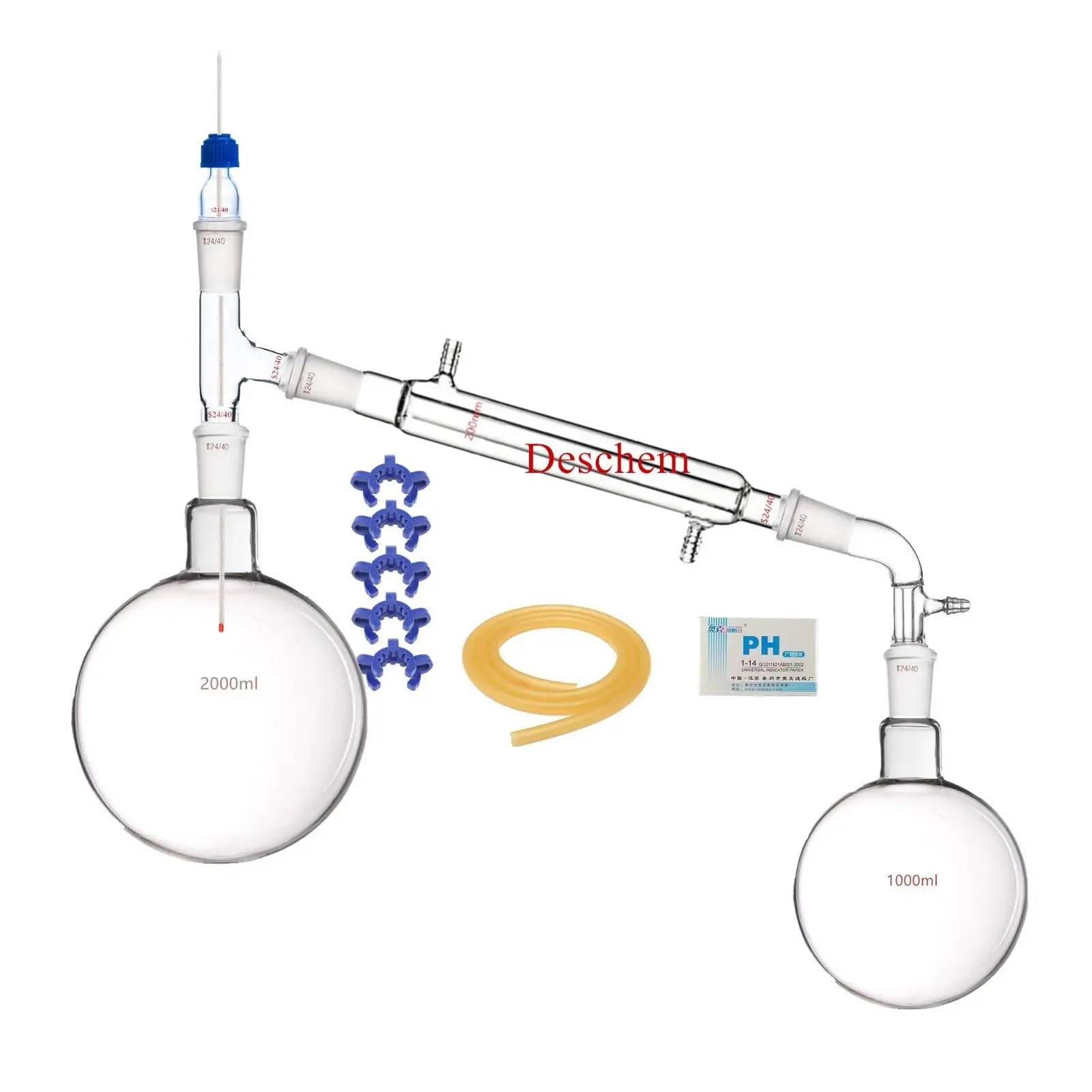 2000ml 24/40 Glass Distillation Apparatus New Lab Vacuum Distill Glassware Kit | Канцтовары для офиса и дома