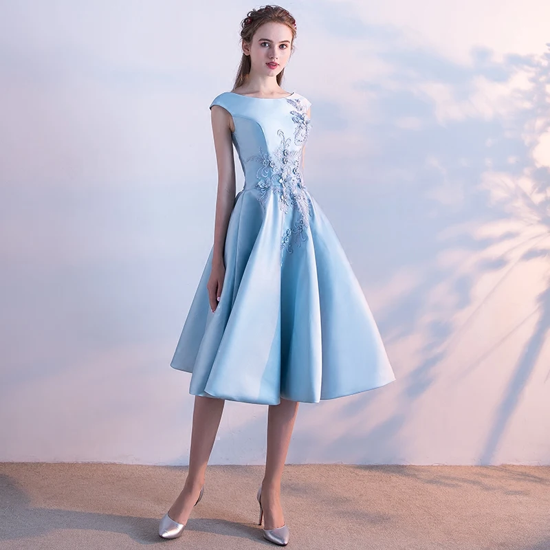 Женское платье для выпускного голубое особых случаев 2019