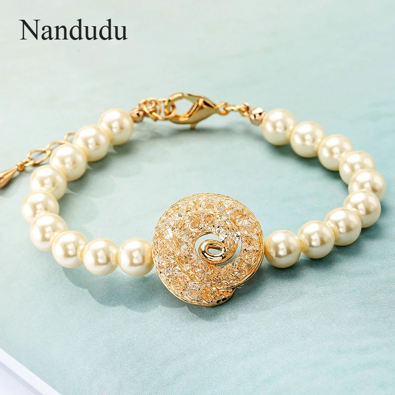 Nandudu 2018 Новый Девушка пресноводного жемчуга браслет для Для женщин высокое