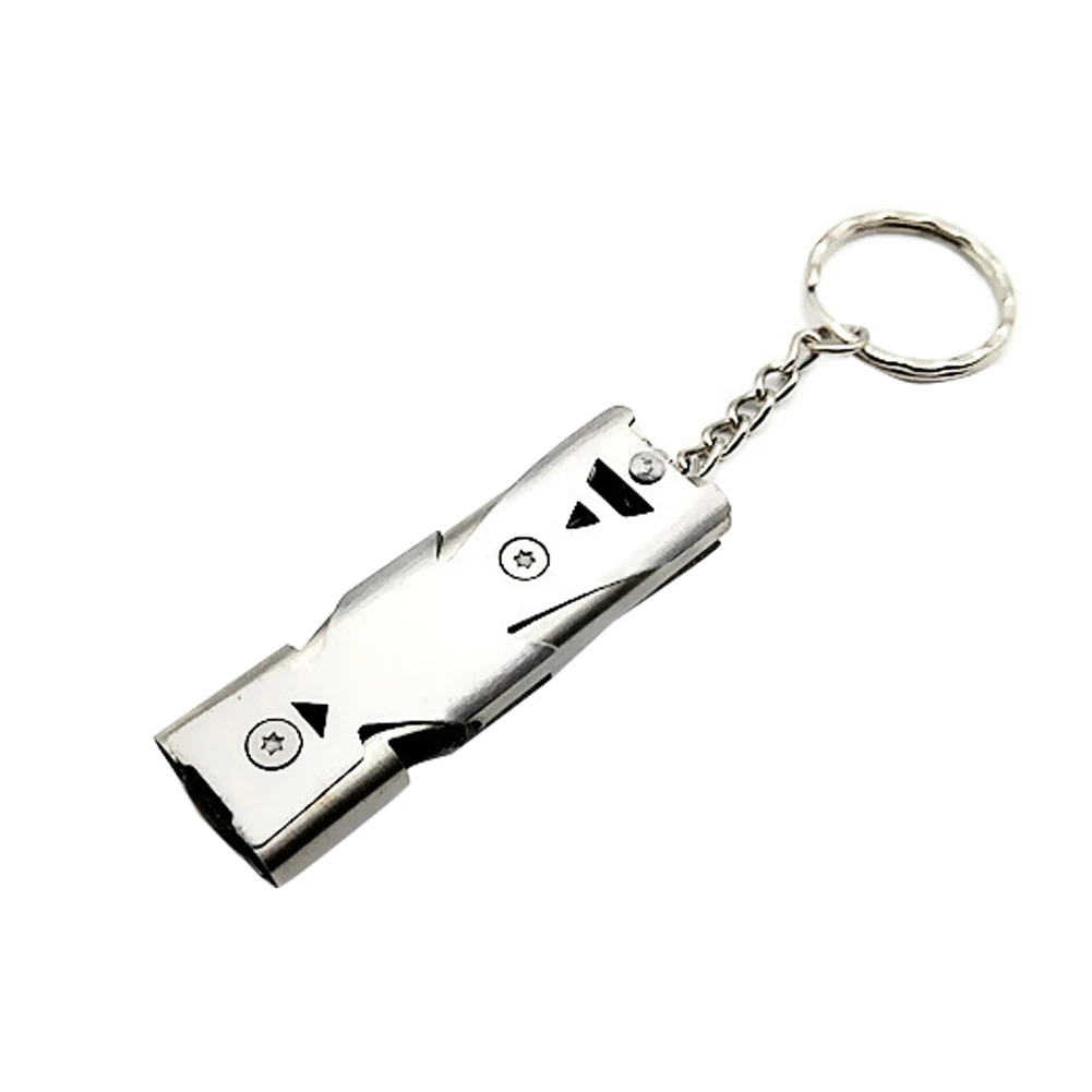 New Portable Stainless Steel Dual-Pipe High Decibels EDC Survival Keychain Whistle | Спорт и развлечения