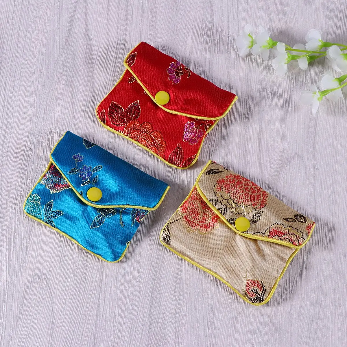 12pcs Gift Wrap Storage Chinese Traditional Brocade Pouch Coin Purse Embroidery Jewelry Bag |
