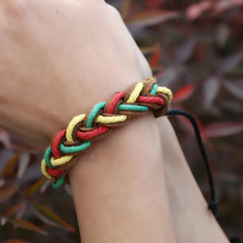 Weave Leather Hemp Rope couple charms charm Bracelet femme men jewelry Gothic bracelets for women boho | Украшения и аксессуары