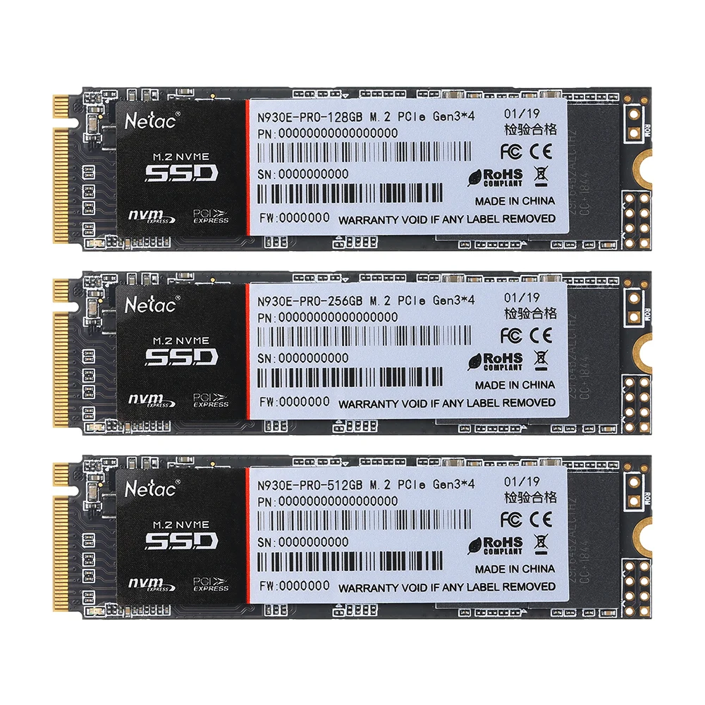 Твердотельный накопитель Netac SSD 128 ГБ 256 512 ssd Pro M.2 2280 NVMe PCIe Gen3 * 4 3D MLC/TLC NAND|Внутренние