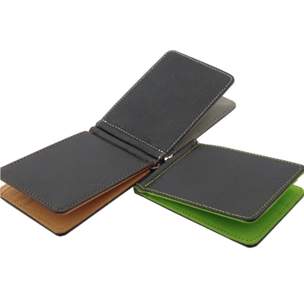 Two-fold contrast color creative clip New men's wallet Slim Solid Male Purses With Clip Cash Holder Card | Багаж и сумки