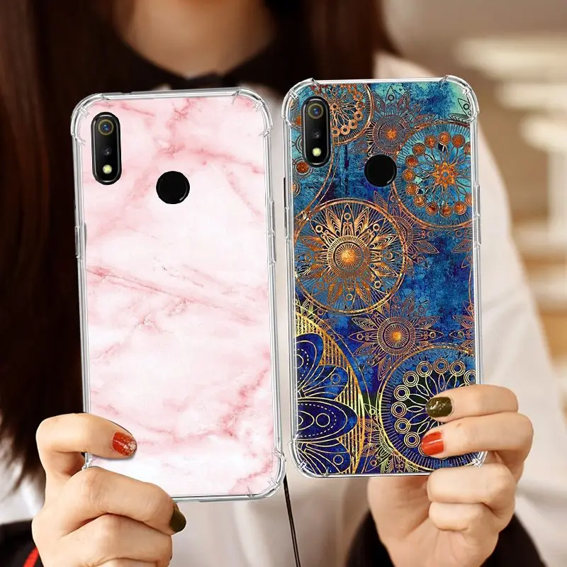 Противоударный чехол для телефона OPPO Realme 3 крутой дизайн цветной окрашенный ТПУ