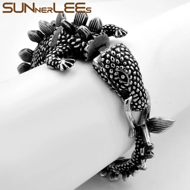 SUNNERLEES 316L браслет из нержавеющей стали хип-хоп Рок Панк ящерица звено цепи для мужчин женщин модные ювелирные изделия подарок SSB16